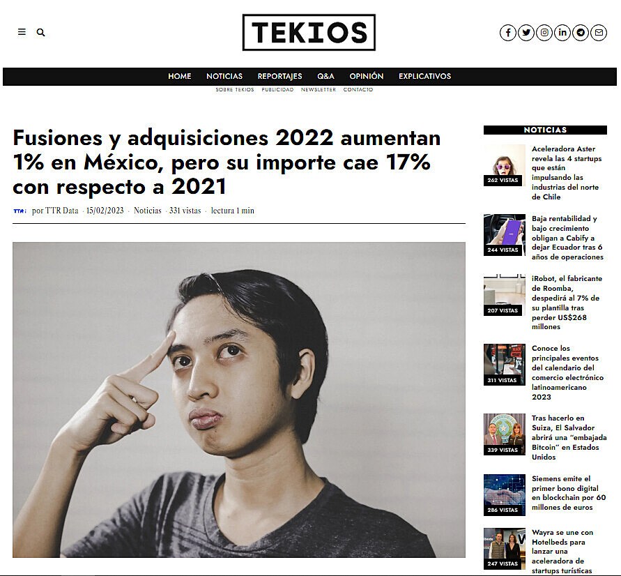Fusiones y adquisiciones 2022 aumentan 1% en Mxico, pero su importe cae 17% con respecto a 2021
